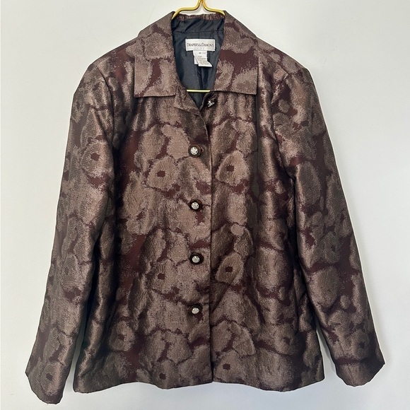 Vintage Draper’s & Damon’s Brown Lightweight Shiny Lined Jacket Women’s Medium - Picture 1 of 7